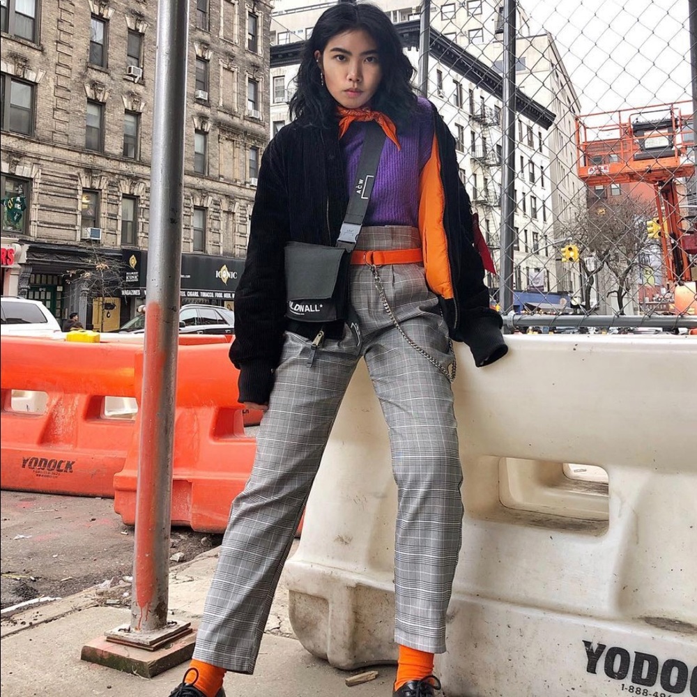 Black and Orange corduroy bomber